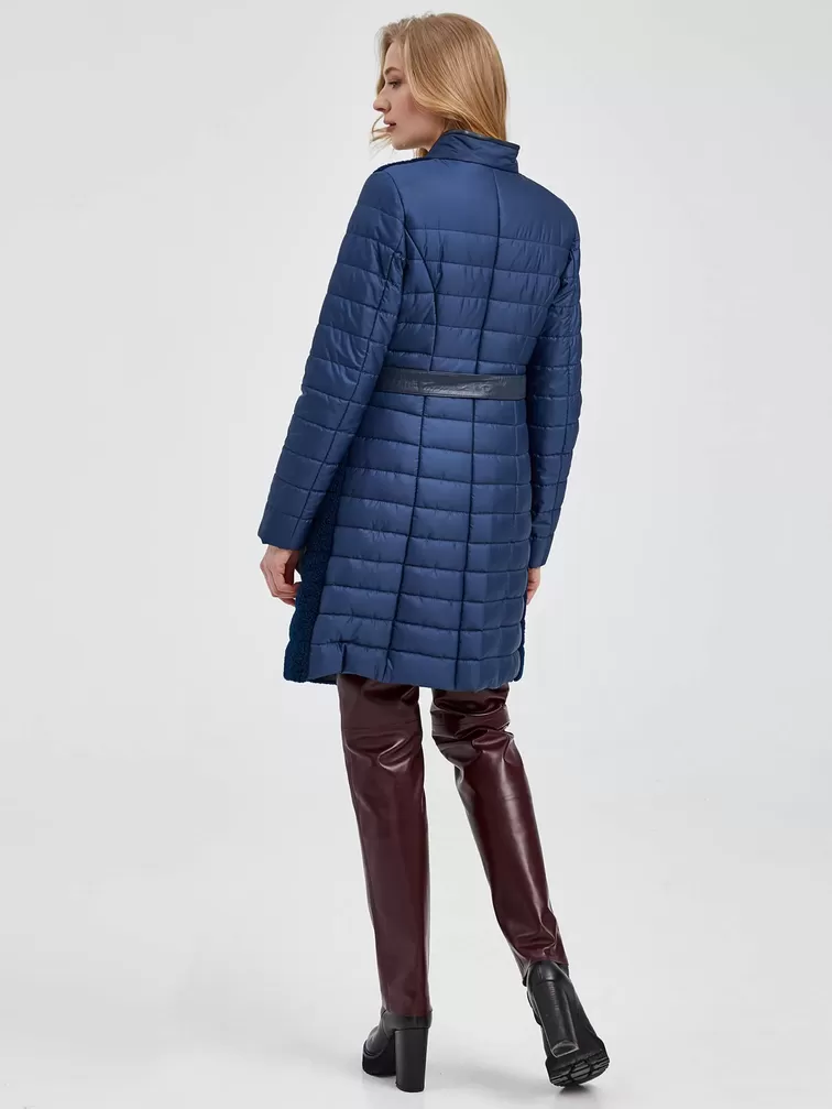 Пальто женское комбинированное 808, синий, артикул 13430-4