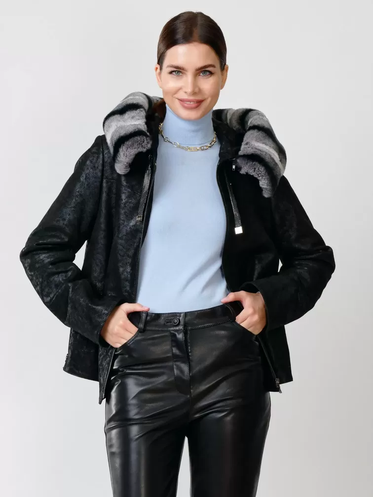 Демисезонный комплект: Куртка женская утепленная 308ш + Брюки женские 02, черный/черный, р. 46, арт. 111169-2