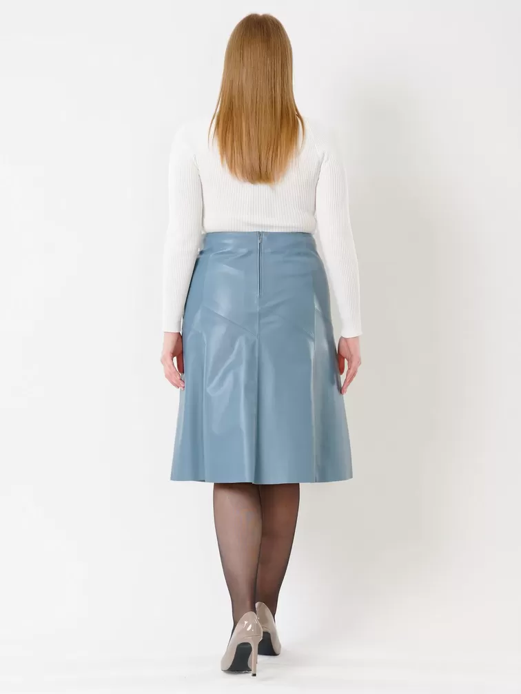 Кожаная юбка 04, из натуральной кожи, голубая р. 48, арт. 85410-1