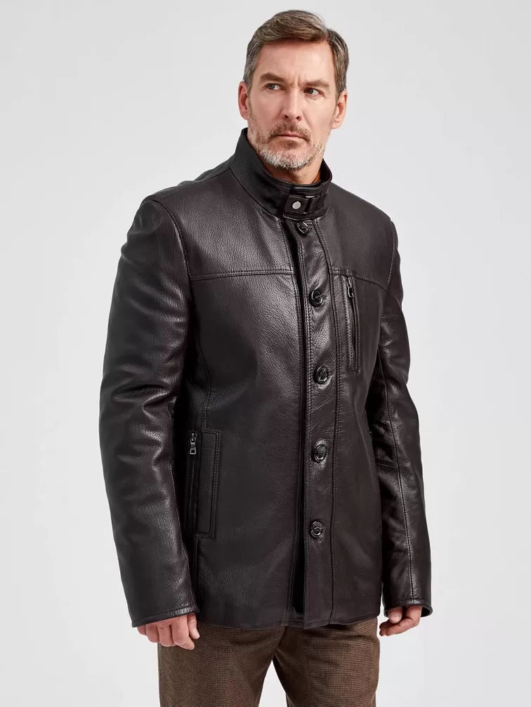 Кожаная куртка утепленная мужская 518ш, коричневая, р. 48, арт. 40470-0