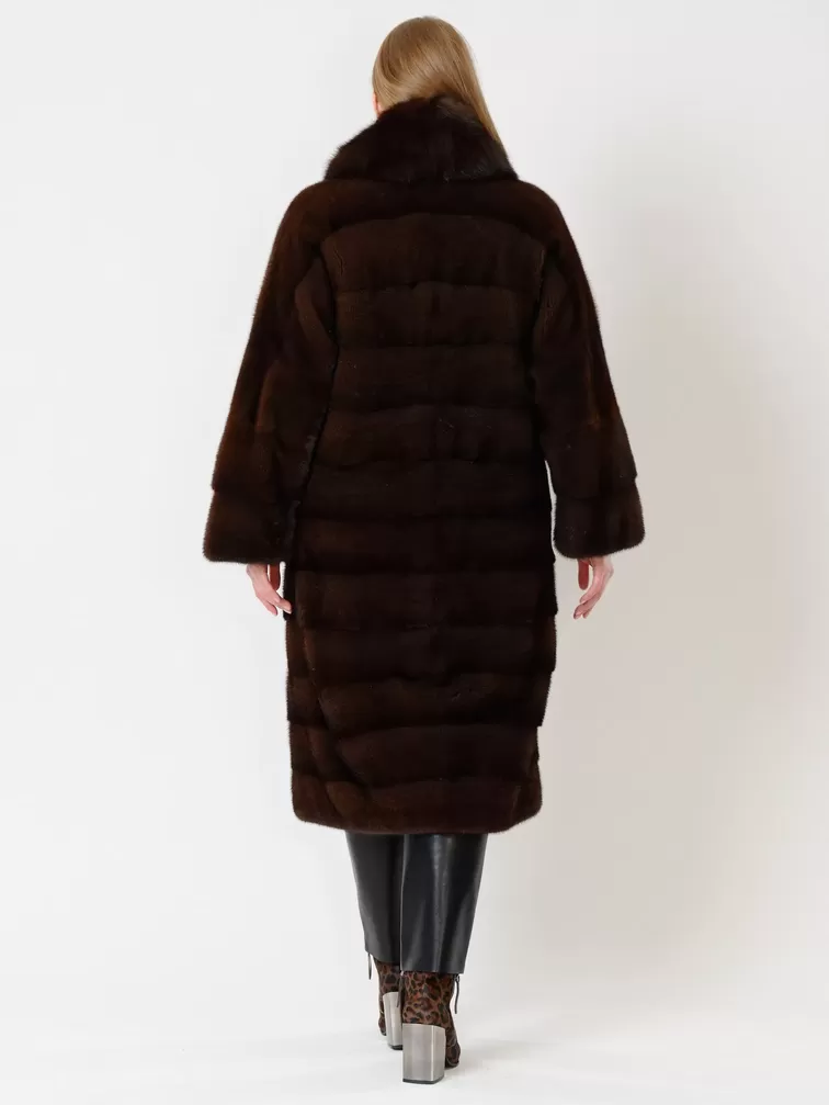 Зимний комплект: Пальто из меха норки с соболем 1150в + Брюки женские 03, коричневый/черный, р. 52, арт. 111273-2