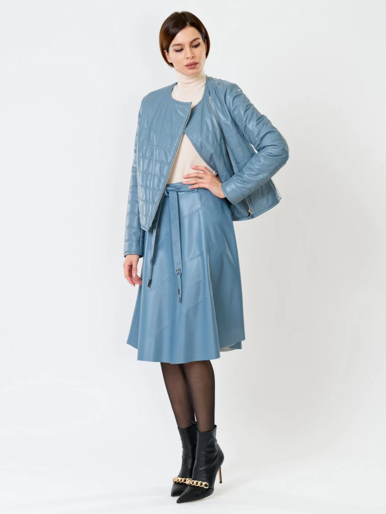 Демисезонный комплект женский: Куртка утепленная 306 + Юбка с поясом 01рс, голубой, размер 46, артикул 111165-0