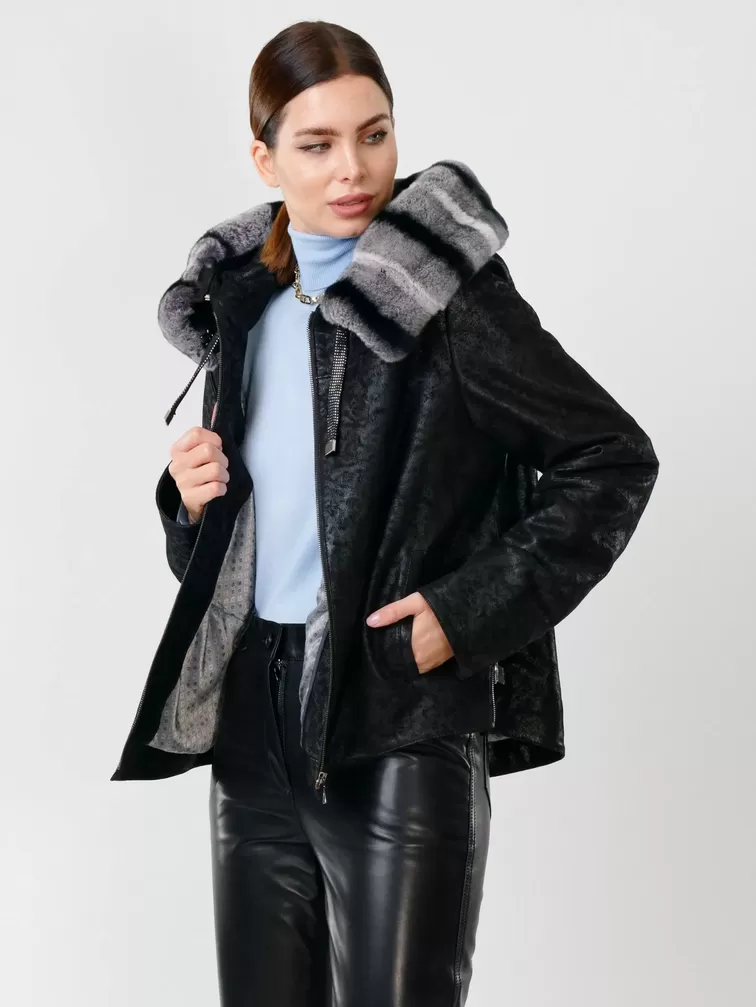 Демисезонный комплект: Куртка женская утепленная 308ш + Брюки женские 02, черный/черный, р. 46, арт. 111169-4