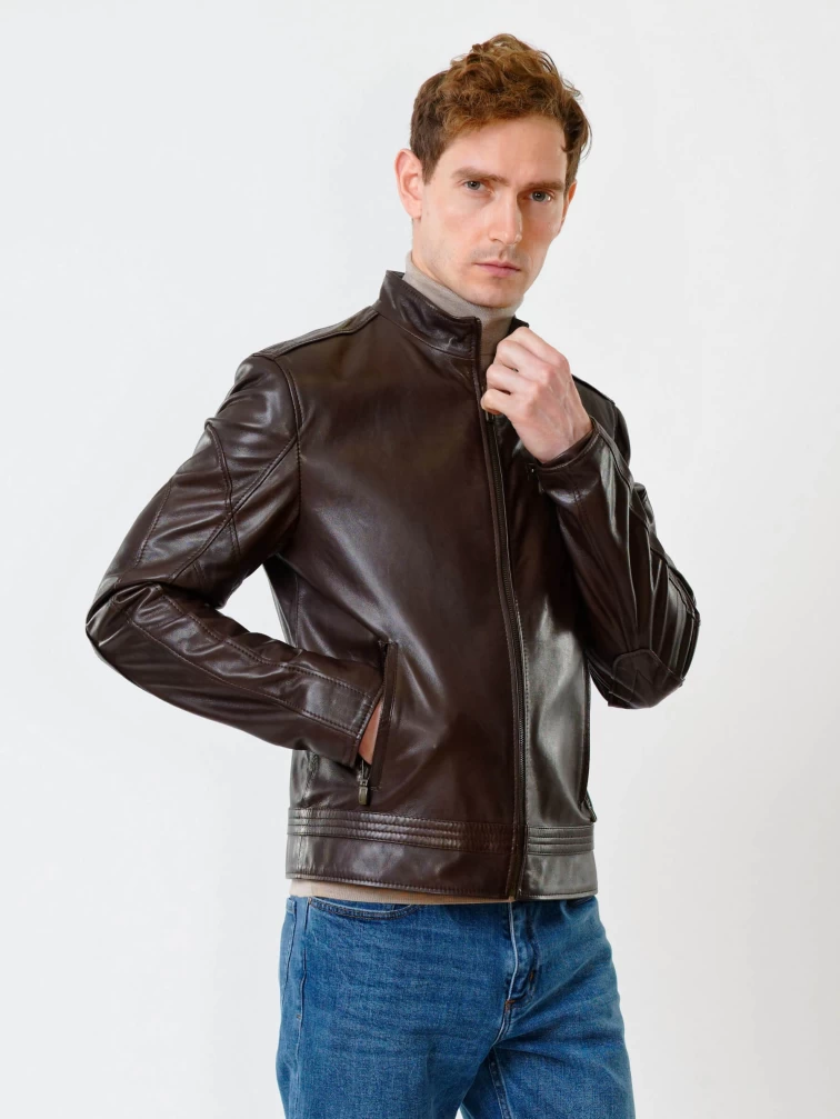 Кожаная куртка мужская 506о, коричневая, размер 48, артикул 28411-6