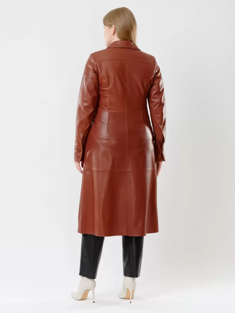 Кожаный комплект: Платье - рубашка женская 02 + Брюки женские 03, коричневый/черный, размер 46, артикул 111935-2