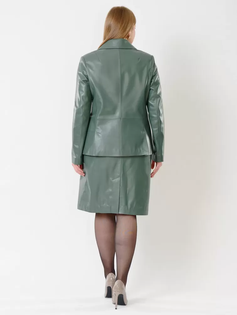 Кожаный пиджак женский 3007, оливковый, р. 46, арт. 91172-4