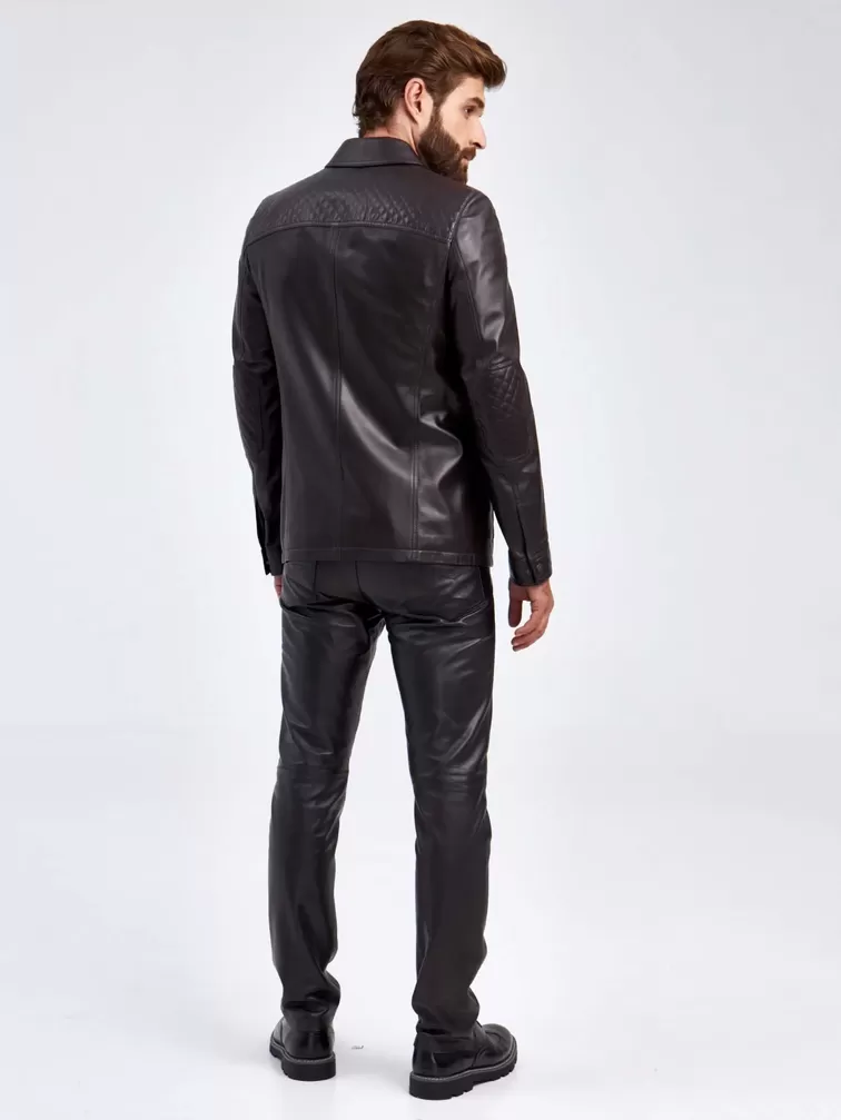 Кожаный костюм мужской: Пиджак 530 + Брюки 01, коричневый/черный, р. 50, арт. 140610-2
