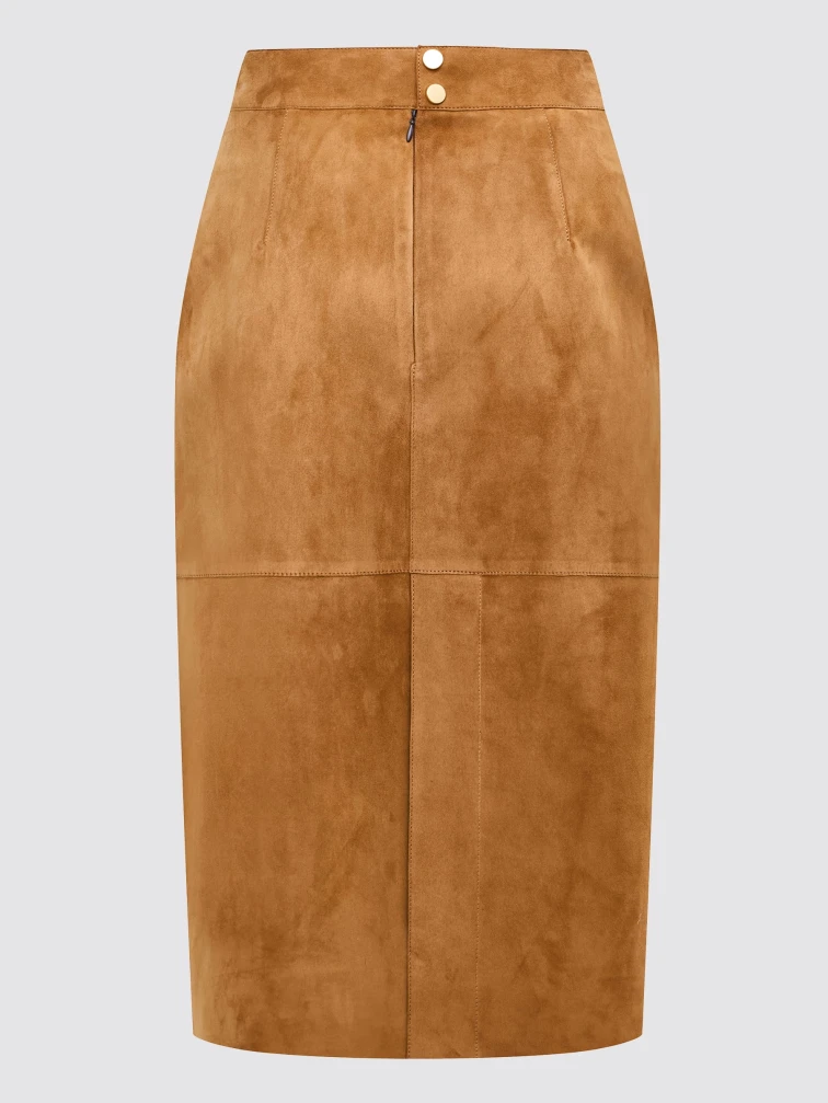 Замшевая длинная юбка премиум класса 19з, коричневая, размер 44, артикул 92630-1