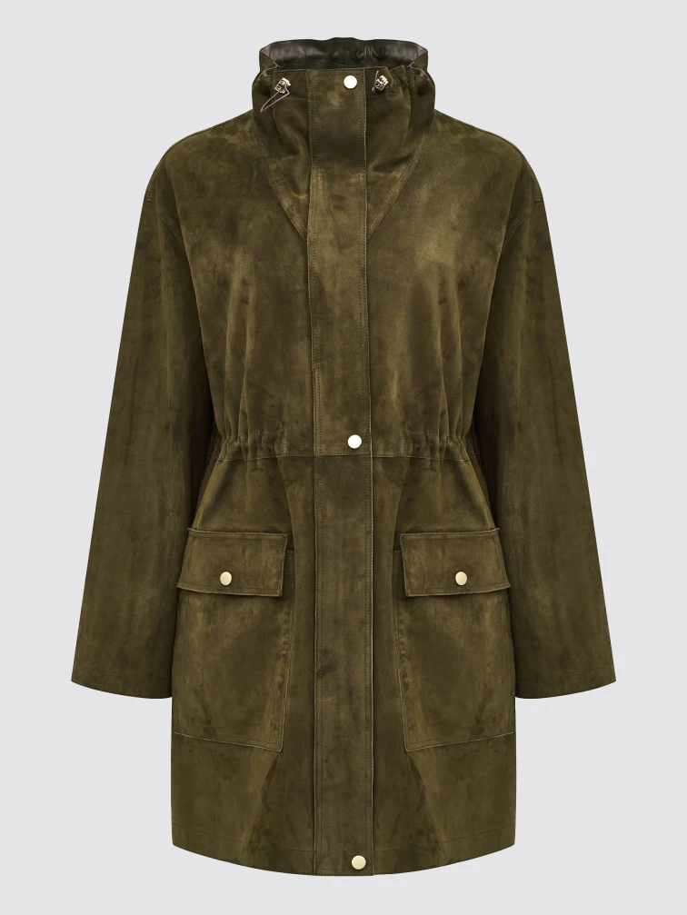 Женская замшевая куртка премиум класса 3114з, хаки, размер 44, артикул 92660-0