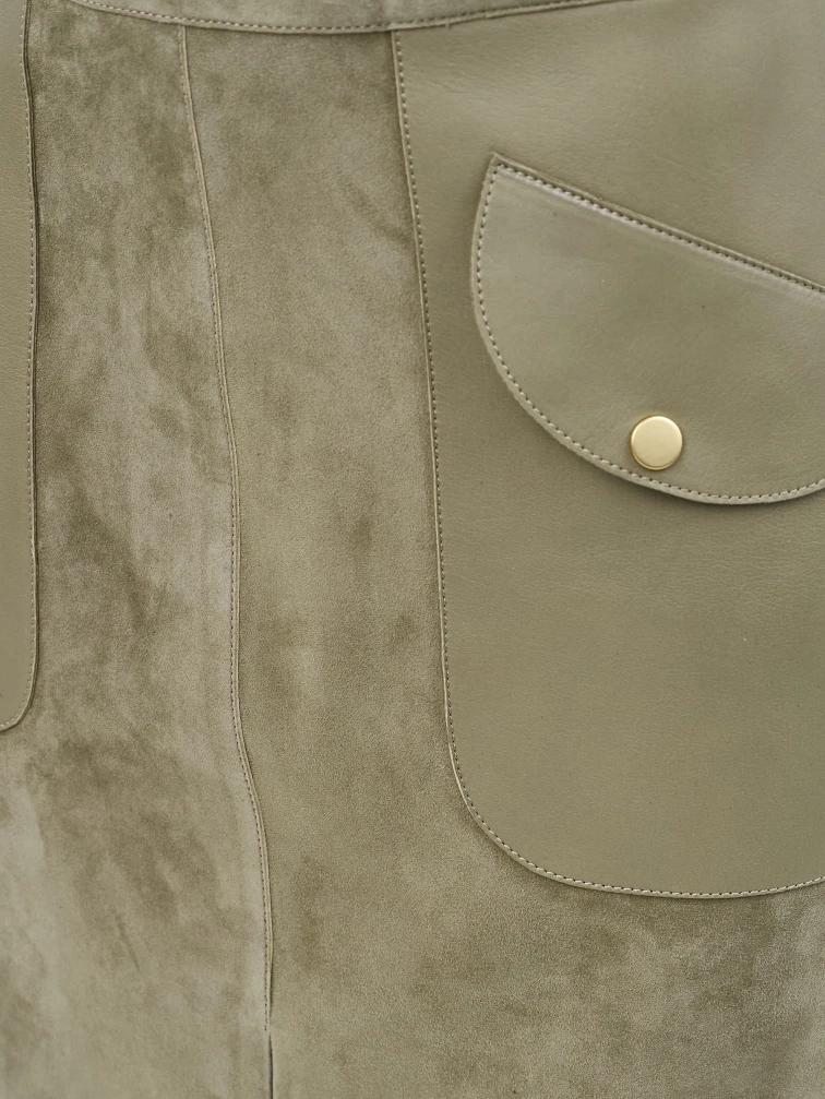 Замшевая длинная юбка премиум класса 20з, зеленая, размер 44, артикул 92680-2