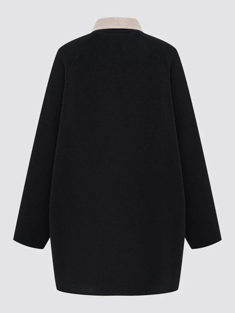 Черное кашемировое женское полупальто 1095-85, размер 46, артикул 92560-1