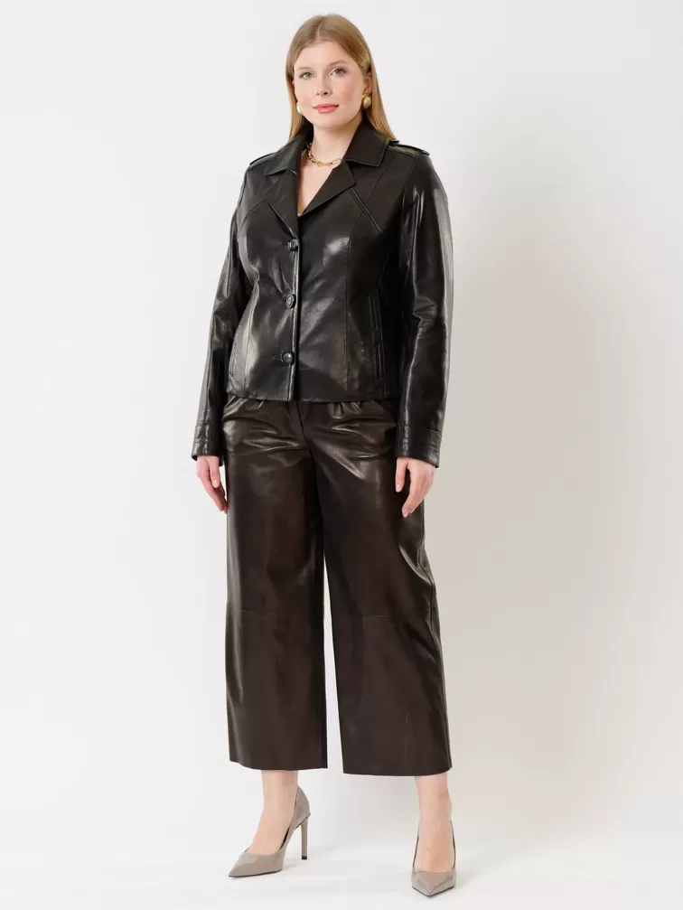Кожаный комплект: Куртка женская 304 + Брюки женские 05, черный/черный, р. 44, арт. 111144-0