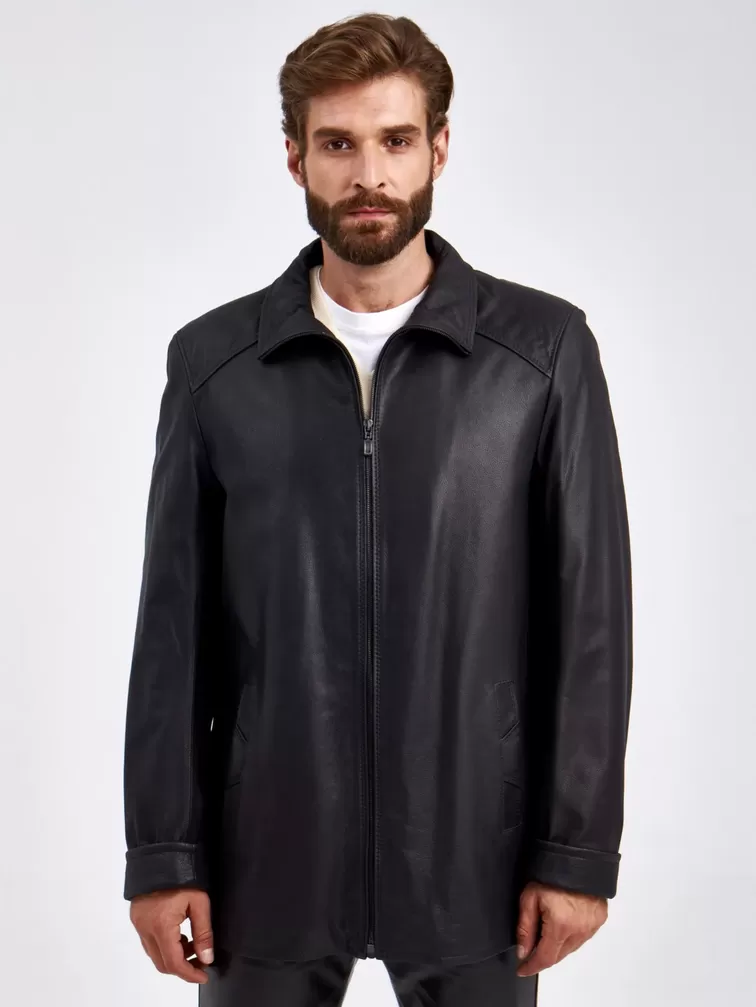 Кожаная куртка мужская 522, черная, p. 50, арт. 29340-3