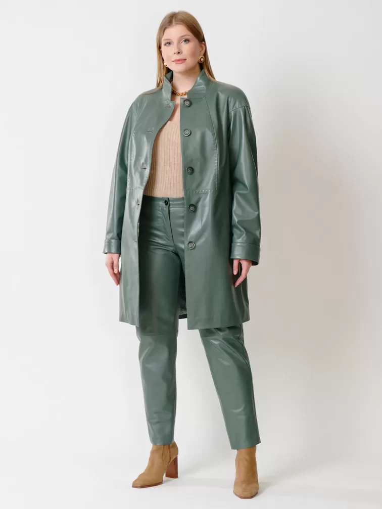 Кожаный комплект женский: Куртка 378 + Брюки 03, оливковый, р. 46, арт. 111159-0