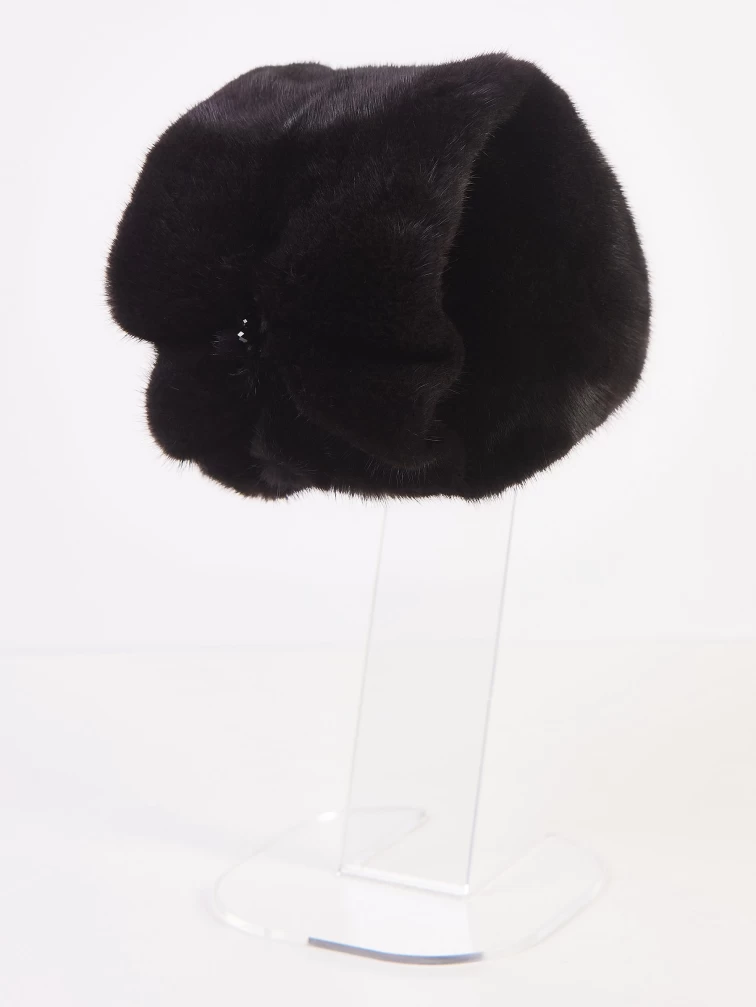 Головной убор из меха норки женский М-299, черный, размер 58, артикул 51490-1