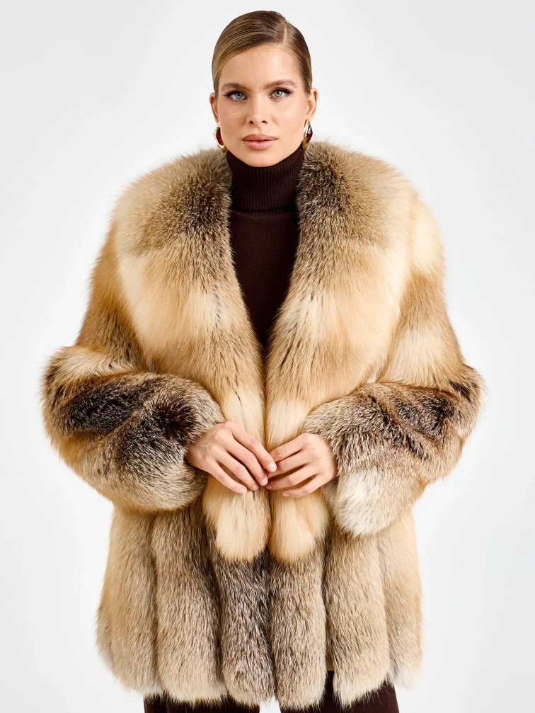 Женская короткая шуба из меха лисы Л1010-816, рыжая, размер 48, артикул 92720-6