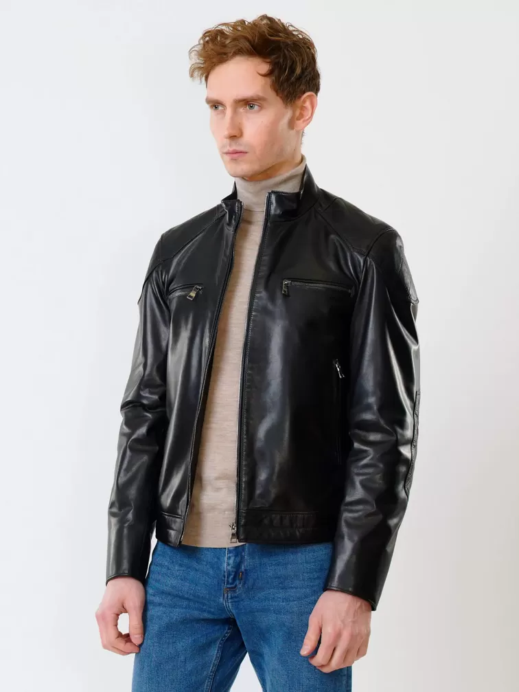 Кожаная куртка мужская 545, черная, р. 50, арт. 28371-2