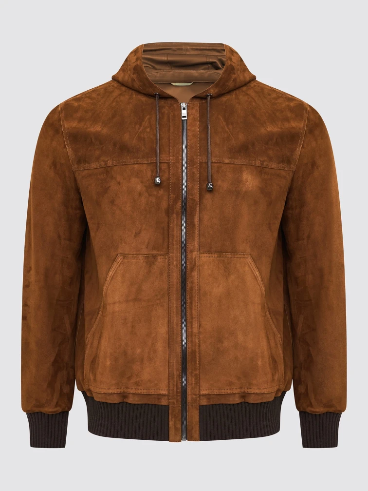 Замшевый мужской бомбер премиум класса 567з, виски, размер 50, артикул 29900-0