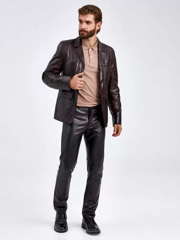 Кожаный пиджак утепленный мужской 530ш, коричневая, p. 50, арт. 29130-1