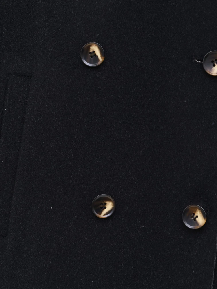 Черное кашемировое женское полупальто 1095-85, размер 46, артикул 92560-3