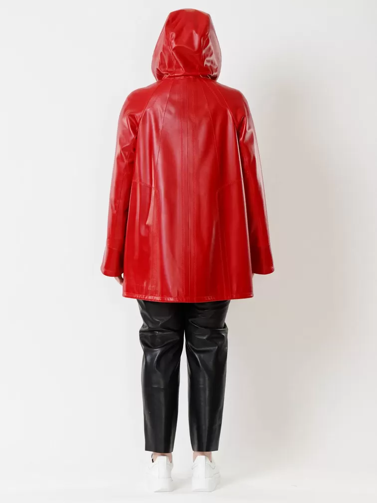 Кожаный комплект женский: Куртка 383 + Брюки 04, красный/черный, р. 48, арт. 111179-1