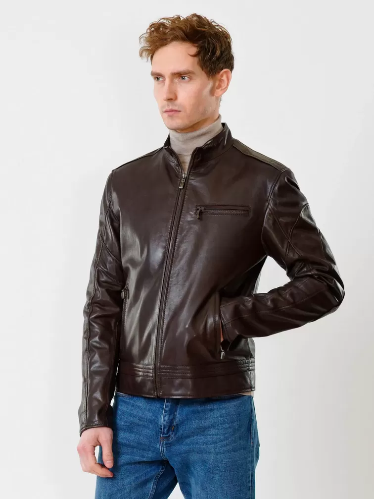 Кожаная куртка мужская 506о, коричневая, р. 46, арт. 28840-5