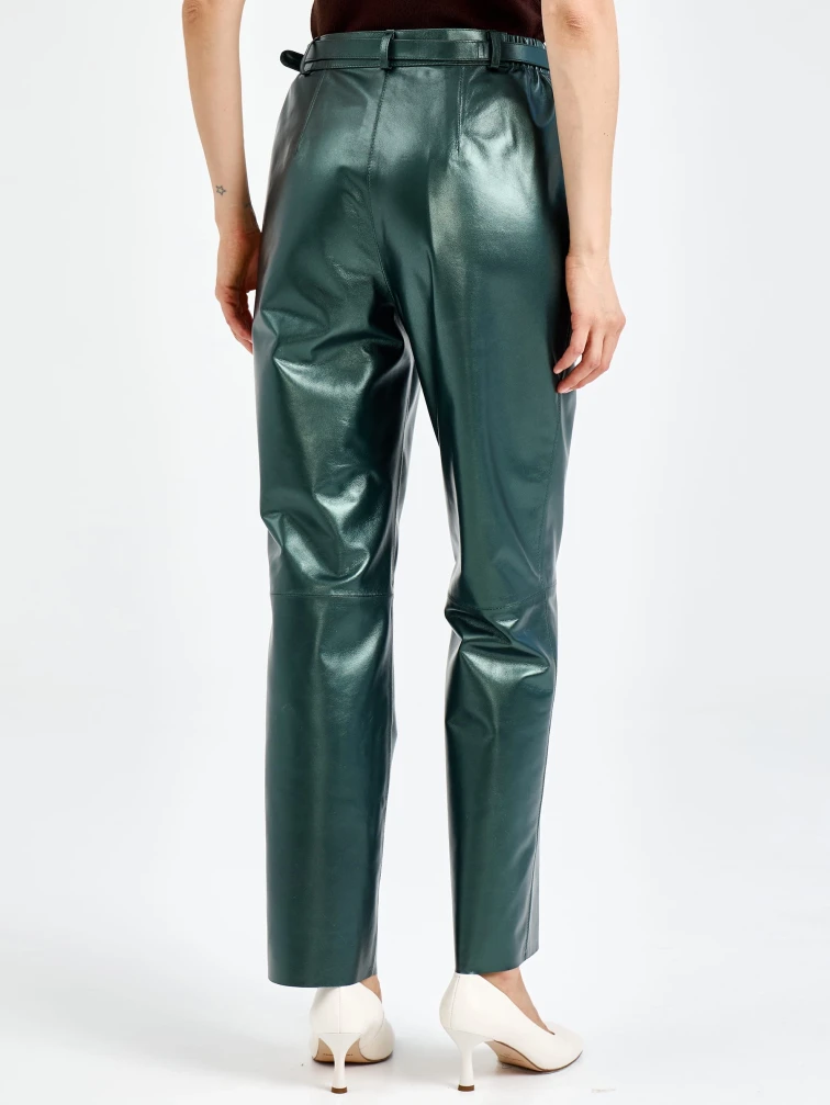 Кожаные женские брюки премиум класса 12, зеленые, размер 48, артикул 92620-5