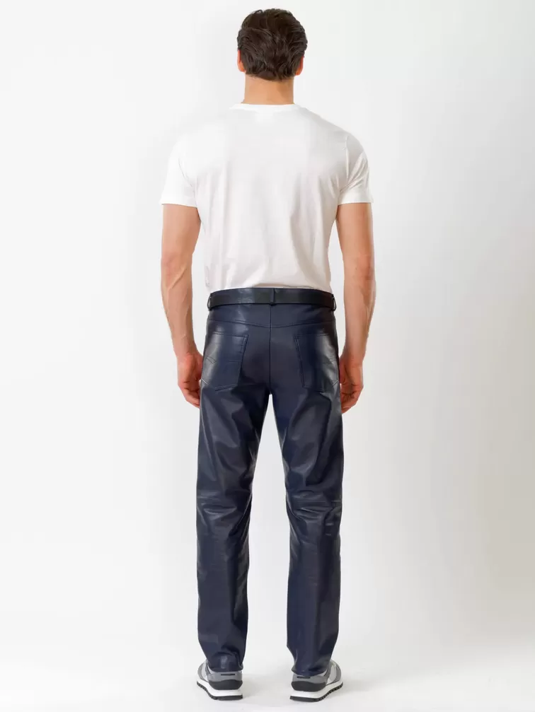 Кожаные брюки мужские 01, синие, р. 48, арт. 120010-1