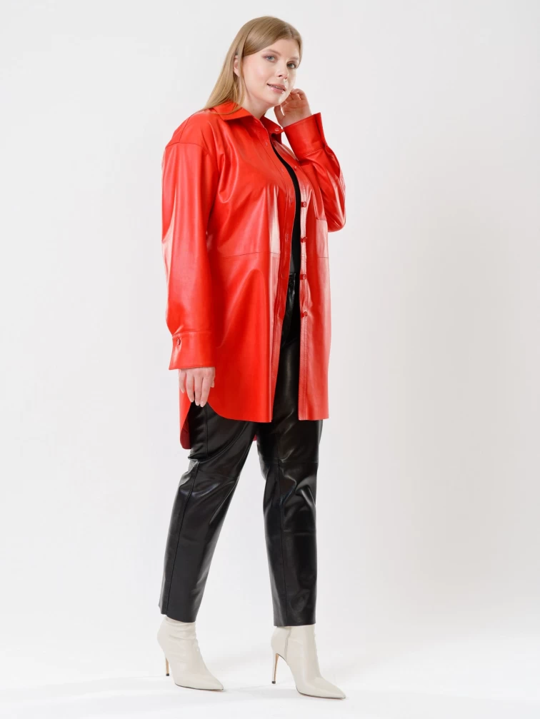 Кожаный костюм женский: Рубашка 01 + Брюки 03, красный/черный, размер 46, артикул 111126-6