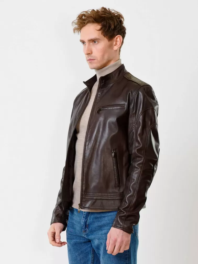 Кожаная куртка мужская 506о, коричневая, р. 46, арт. 28840-2