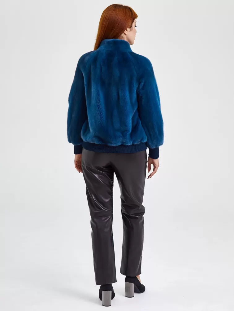 Демисезонный комплект женский: Куртка из меха норки Rome + Брюки 03, синий/черный, арт. 111330-2