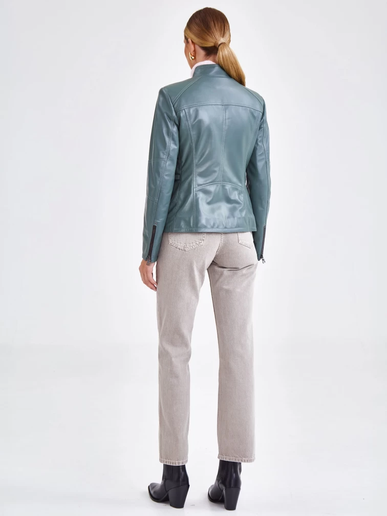 Кожаная куртка женская 301, оливковая, размер 44, артикул 90581-4