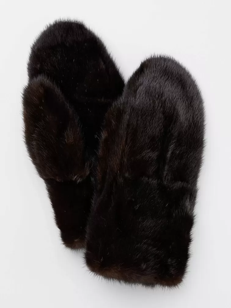 Варежки из меха норки женские 228, черные, p. One Size, арт. 20420-0