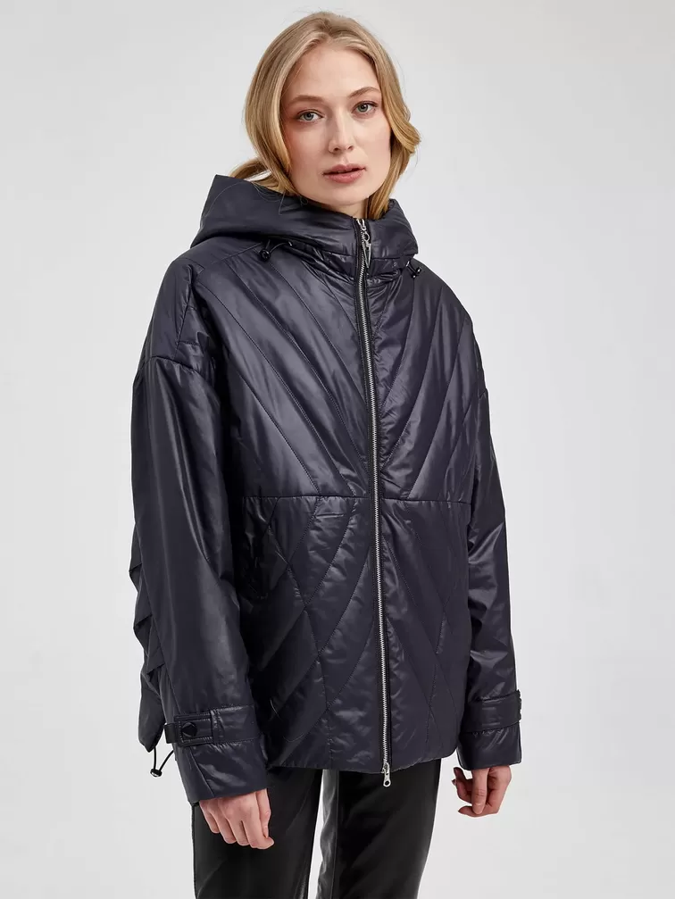 Текстильная утепленная куртка женская 20007, с капюшоном, черная, р. 42, арт. 25040-1