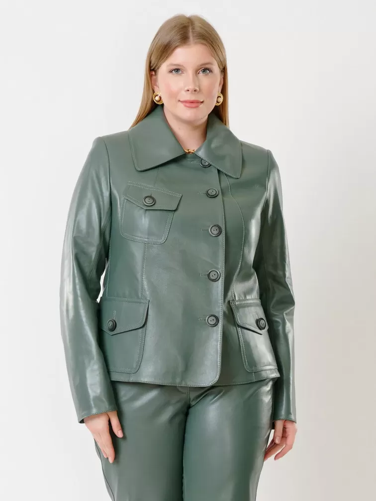 Кожаная куртка женская 302, оливковый, р. 44, арт. 91181-1