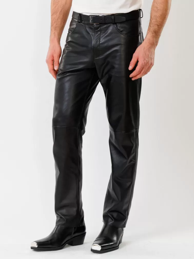 Кожаные брюки мужские 01, черные, р. 54, арт. 120020-6