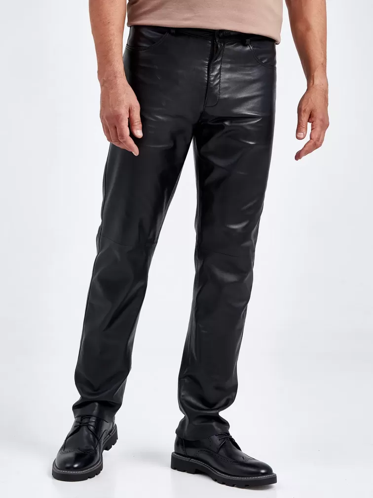 Кожаные брюки мужские 01, черные, р. 48, арт. 120011-4