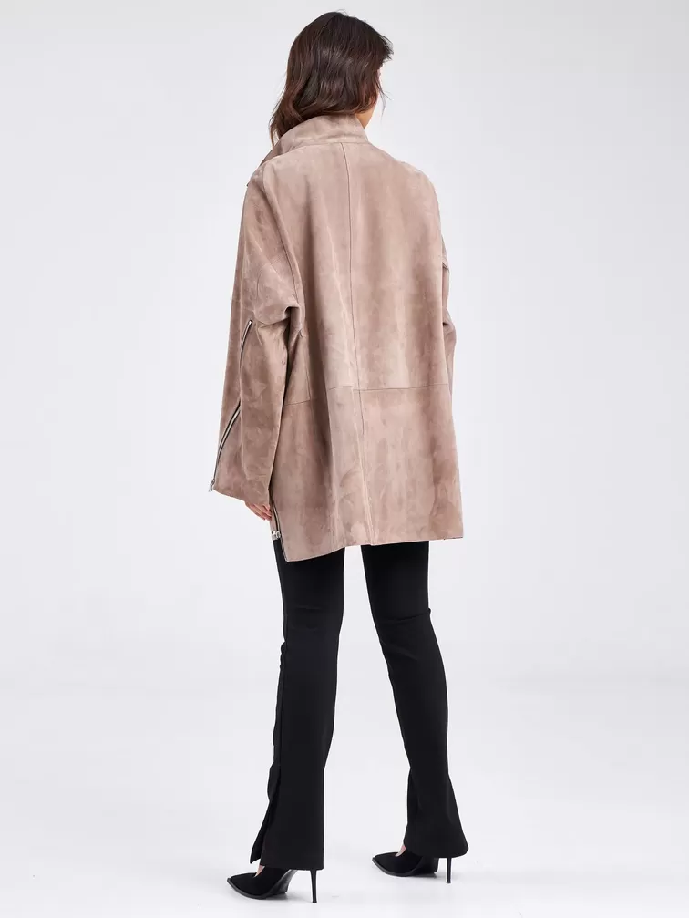Замшевая куртка премиум класса женская 3037, светло-коричневая, р. 50, арт. 23160-5