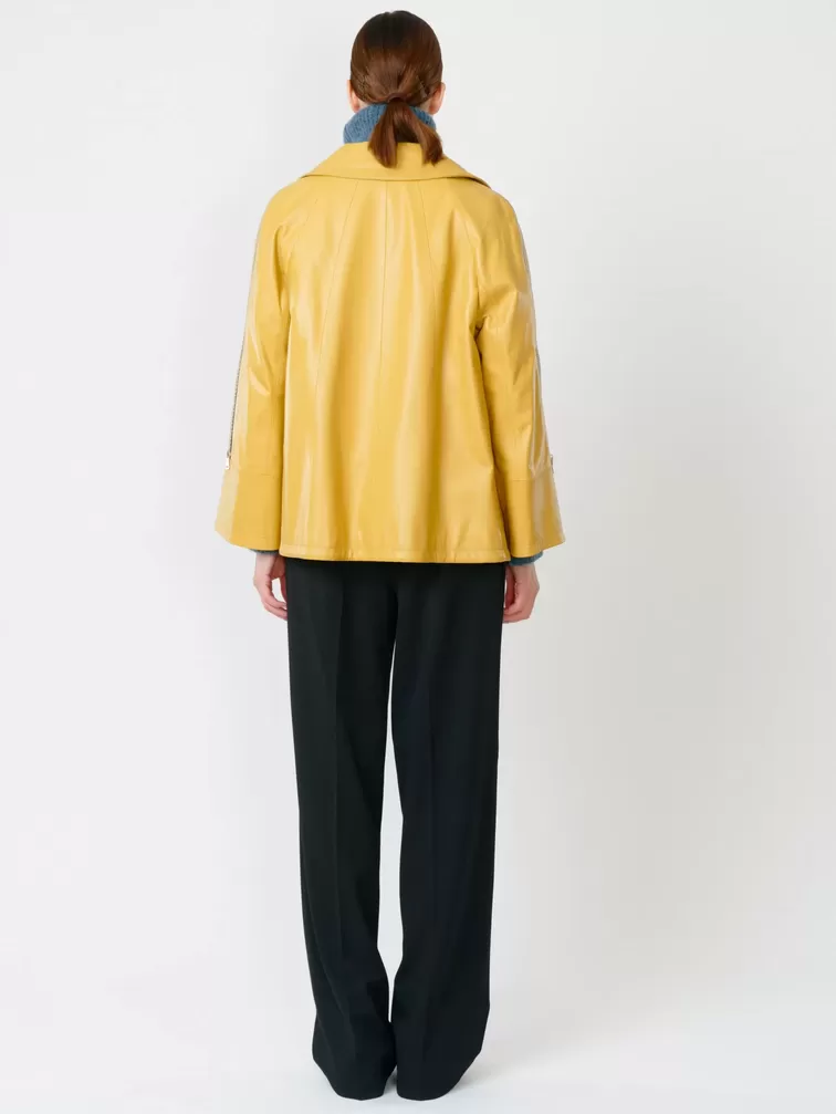 Кожаная куртка женская 385, желтая, р. 48, арт. 90570-4