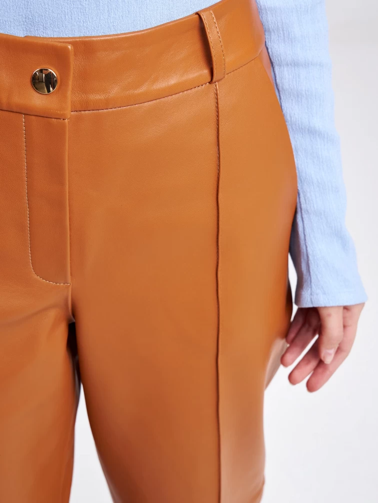 Женские кожаные брюки со стрелкой из натуральной кожи премиум класса 08, виски, размер 46, артикул 85910-2