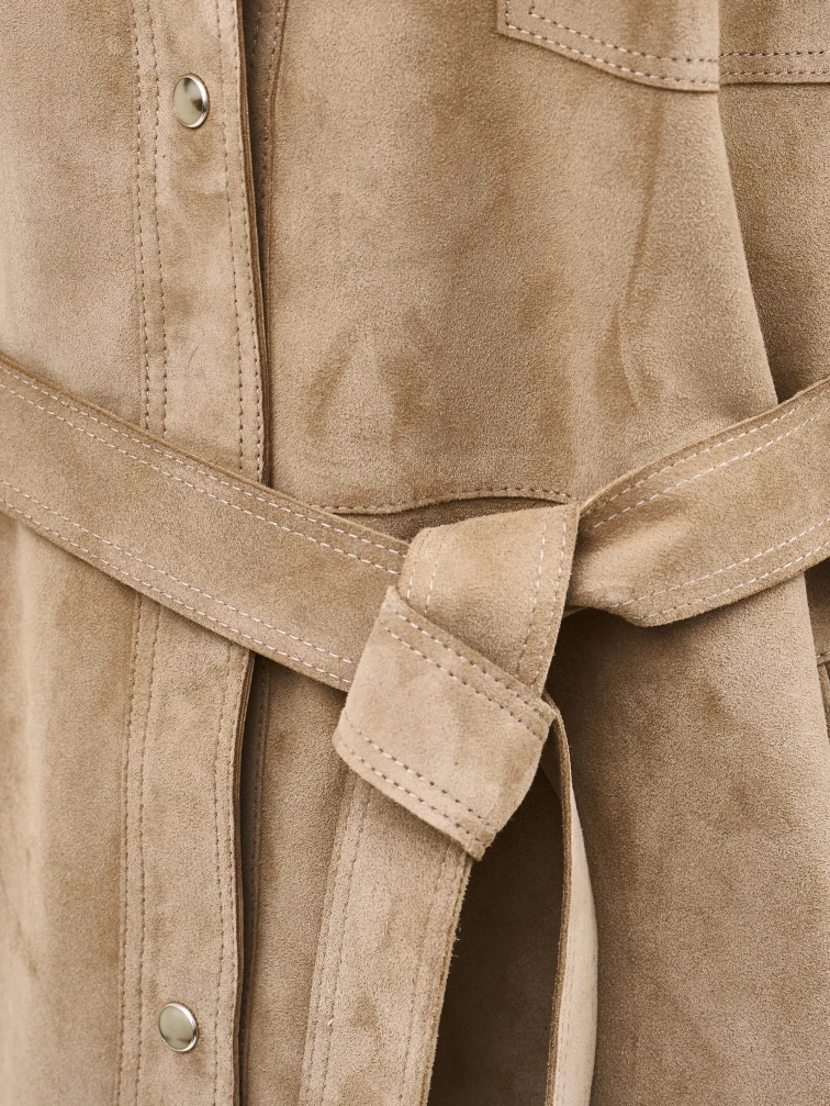 Бежевая женская замшевая куртка премиум класса 3107з, размер 44, артикул 92220-2