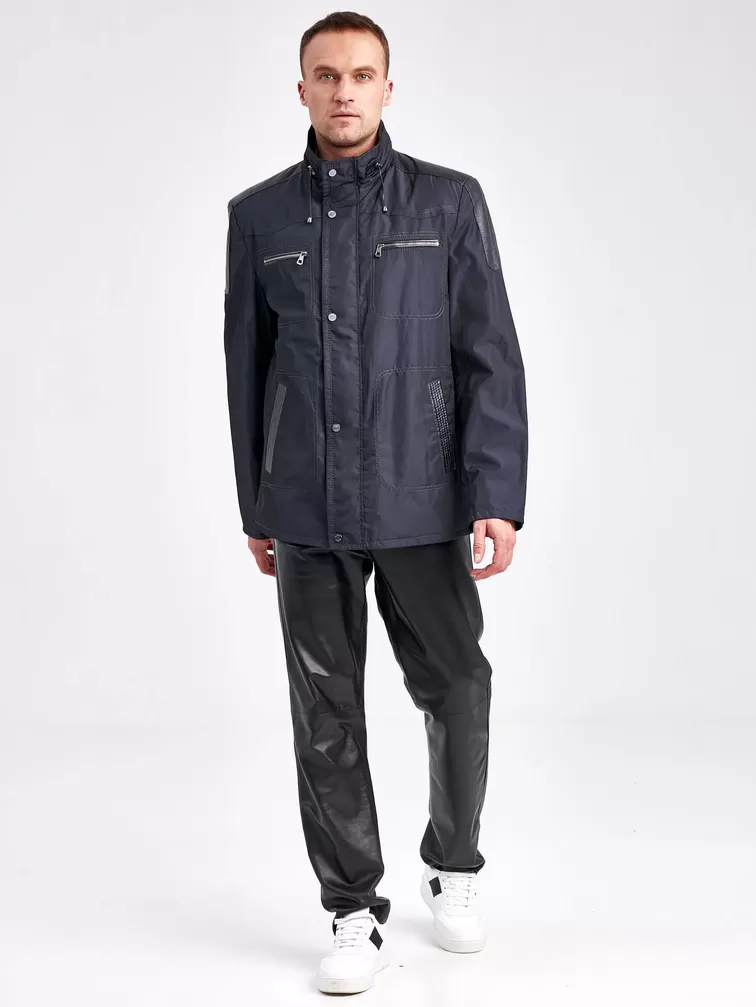 Текстильная куртка мужская 07214, с кожаными отделками, черный, р. 48, арт. 40940-3