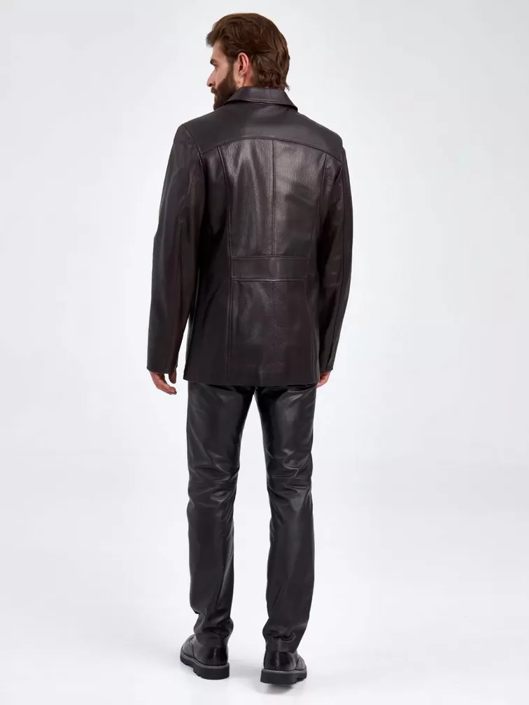 Кожаный пиджак мужской 2010-8, коричневый, p. 48, арт. 29320-2