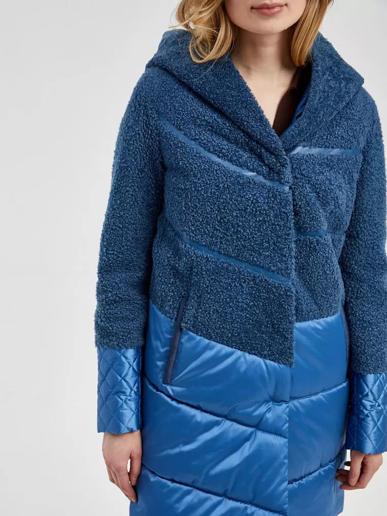 Пальто женское комбинированное 807, голубой, артикул 13420-4