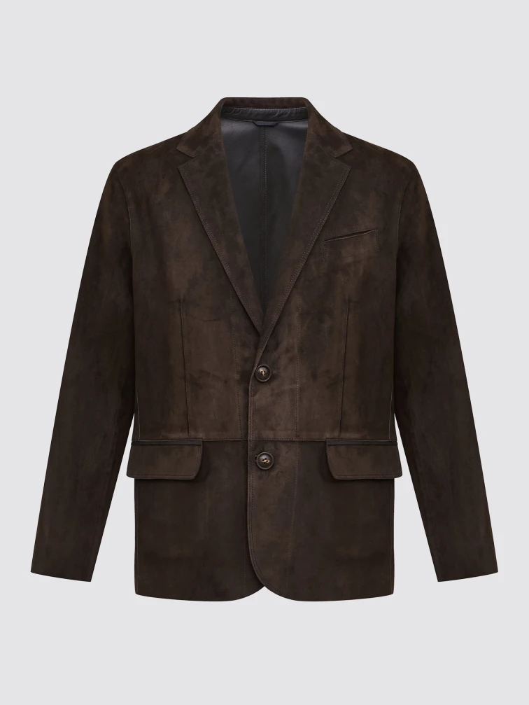 Коричневый мужской замшевый пиджак премиум класса 566з, размер 50, артикул 29870-0