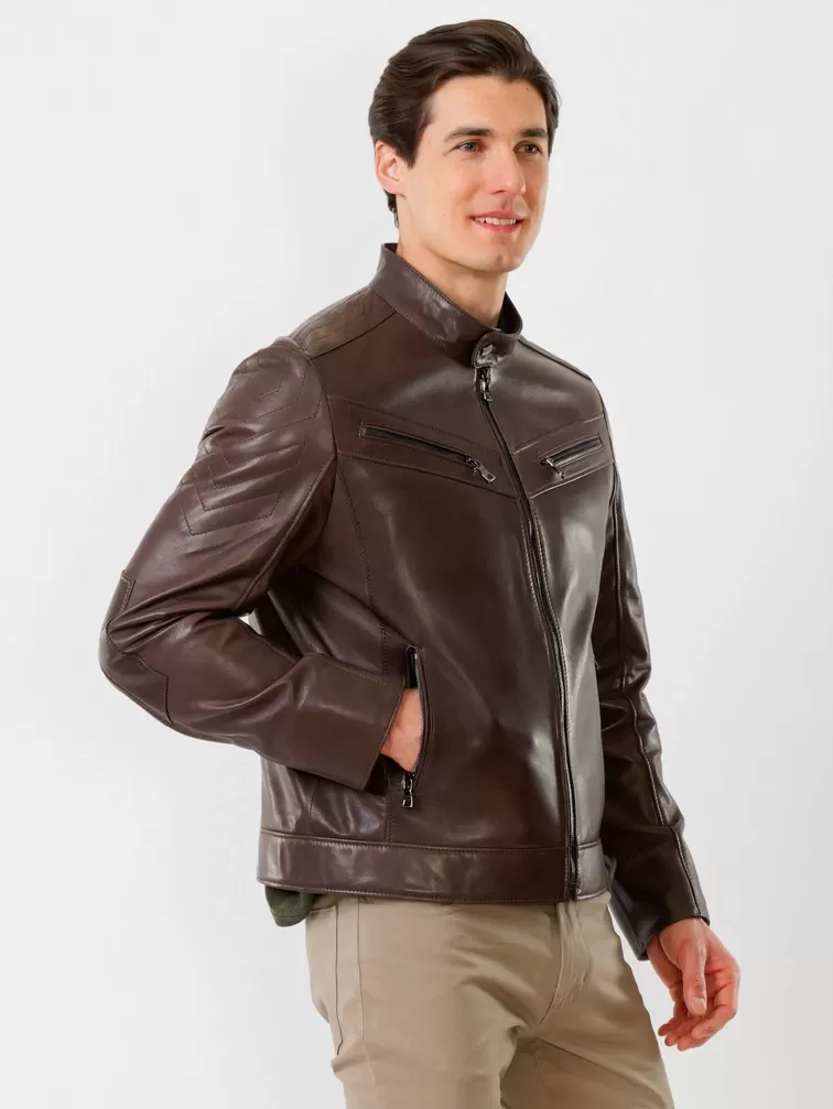 Кожаная куртка мужская 546, коричневая, р. 48, арт. 28711-1