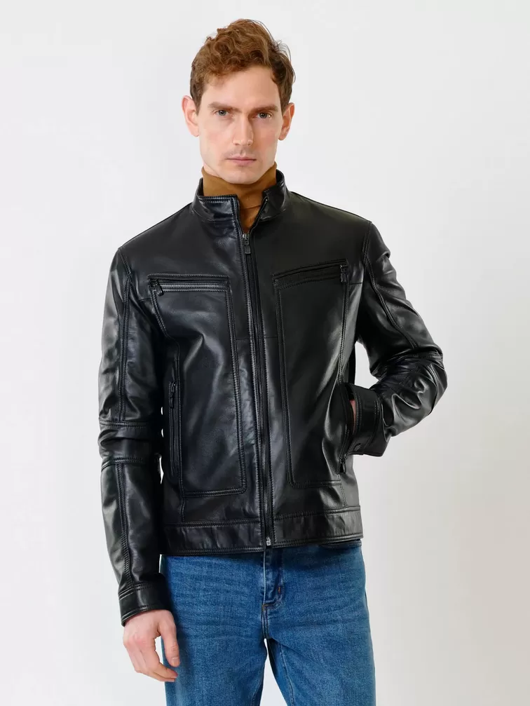 Кожаная куртка мужская 507, черная, р. 46, арт. 28430-5