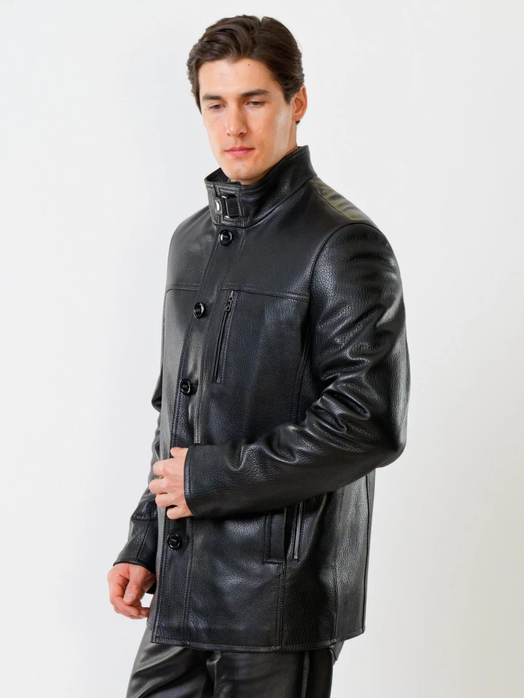 Кожаная куртка утепленная мужская 518ш, черная, размер 50, артикул 40370-6