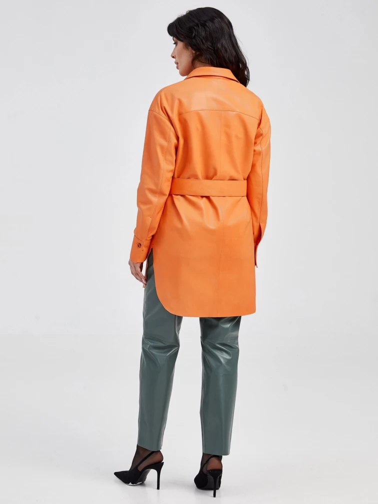 Кожаный костюм женский: Рубашка 01_3 + Брюки 03, оранжевый/оливковый, р. 46, арт. 111118-2