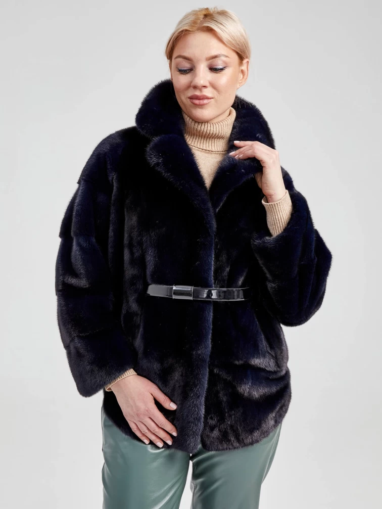 Зимний комплект женский: Куртка из меха норки 20273 ав + Брюки 03, синий/оливковый, размер 48, артикул 111251-3